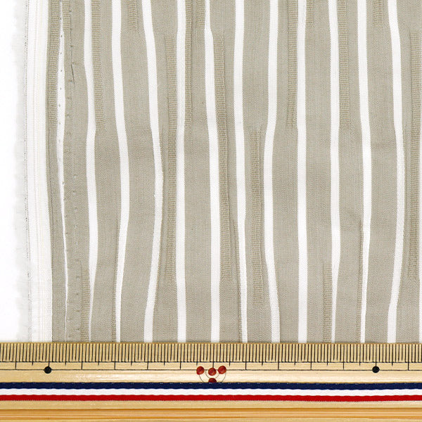 [Quantity starting from 5] Fabric "Tuck woven stripe greige TUCK-ST-GRGE" 【Yuzawayaoriginal】