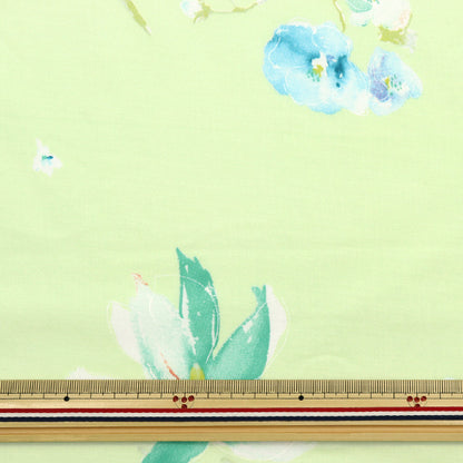 [Quantity starting from 5] Fabric "New morning Cotton Silk Yellow Green EGX-11001-1E" KOKKA