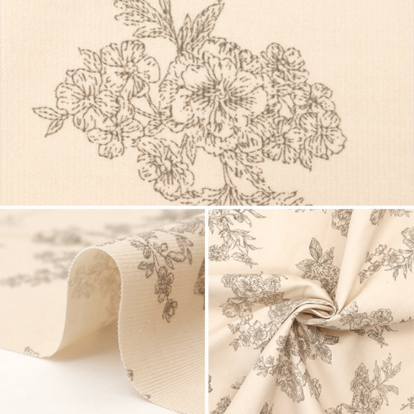 [From quantity 5] Fabric "21W Corduroy Print Flower Pattern beige ap45801-2A"