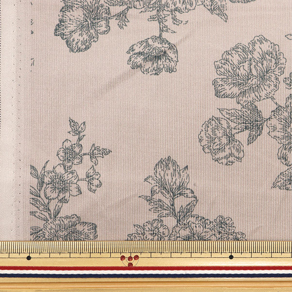 [From quantity 5] Fabric "21W Corduroy Print Flower Pattern Gray AP45801-2B"