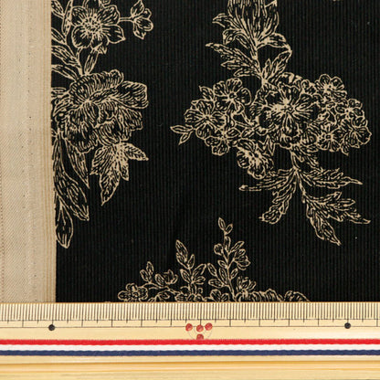 [From quantity 5] Fabric "21W Corduro Print Flower Pattern Black AP45801-2E"