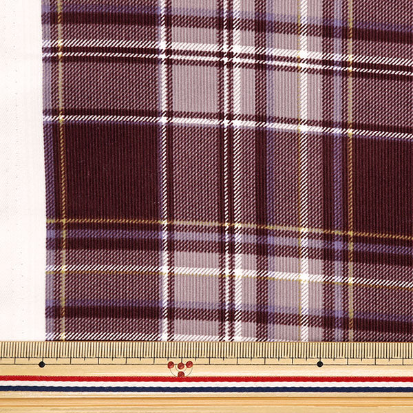 [From quantity 5] Fabric "21W Corduroy Print Check Red AP45801-3A"
