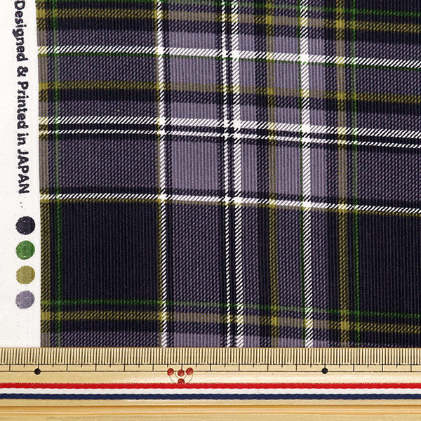 [From quantity 5] Fabric "21W Corduroy Print Check Purple AP45801-3C"