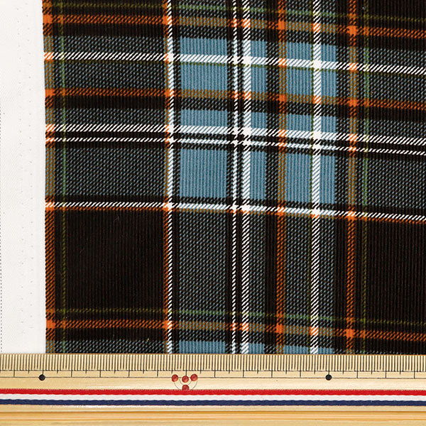 [From quantity 5] Fabric "21W Corduroy Print Check Blue AP45801-3D"