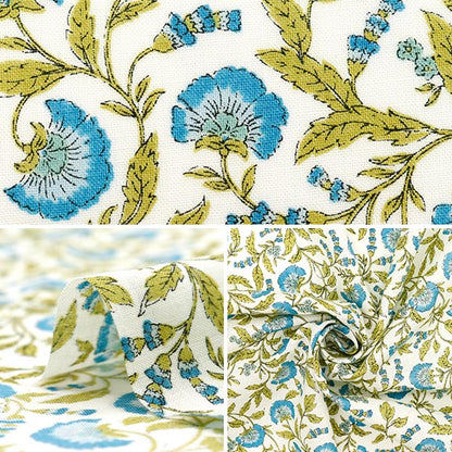 [Quantity starting from 5] Fabric "Silky-Like Cotton Sarasa White x Blue SP5000-3A"