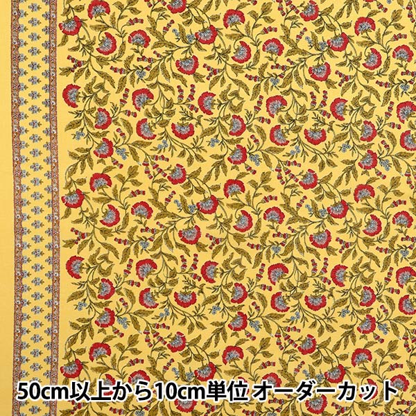 [Quantity starting from 5] Fabric "Silky-Like Cotton Sarasa Yellow x Red SP5000-3C"
