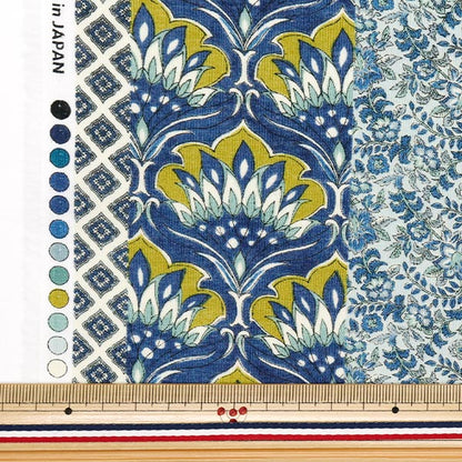 [Quantity starting from 5] Fabric "Silky-Like Cotton Stripe Blue SP5000-4B"