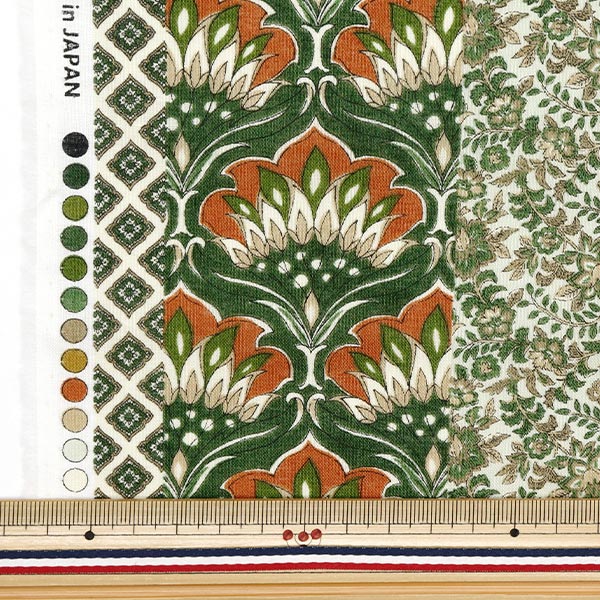 [Quantity starting from 5] Fabric "Silky-Like Cotton Stripe Green SP5000-4C"