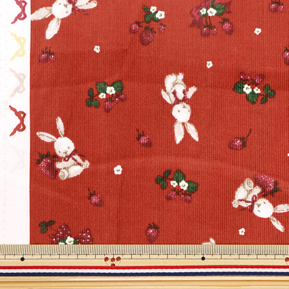 [From quantity 5] Fabric "Fine Call Classical Modern Rabbit Strawberry Red CMOF-64-R"