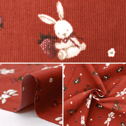 [From quantity 5] Fabric "Fine Call Classical Modern Rabbit Strawberry Red CMOF-64-R"