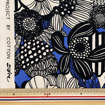 [From quantity 5] Fabric 『Corduroy Artificial Flowers Blue x black UP5941-C" COTTON KOBAYASHI