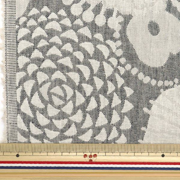 [Quantity starting from 5] Fabric "Suhakon cloth double weaveJacquard Ink Blue Flower Gray UP5953-A" COTTON KOBAYASHI
