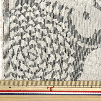 [Quantity starting from 5] Fabric "Suhakon cloth double weaveJacquard Ink Blue Flower Gray UP5953-A" COTTON KOBAYASHI