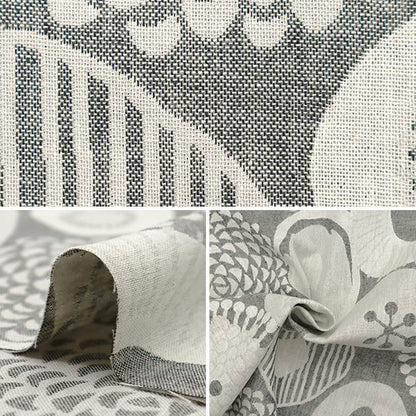 [Quantity starting from 5] Fabric "Suhakon cloth double weaveJacquard Ink Blue Flower Gray UP5953-A" COTTON KOBAYASHI