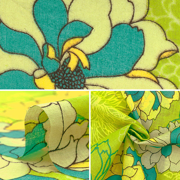 [Quantity starting from 5] Fabric "Indian Boil Print Oriental Flower 2650106-GN"