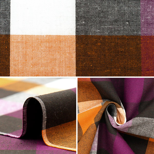 [Quantity starting from 5] Fabric "Indian Cotton Yarn Dyed Madras Check Purple 2650112-PR"