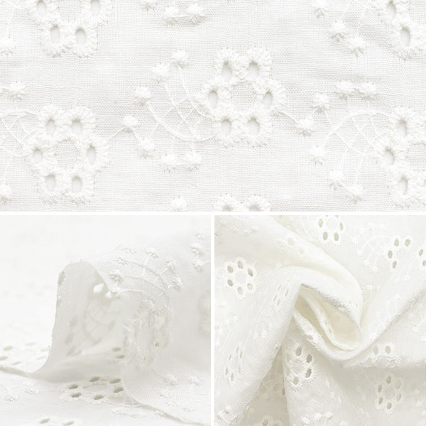 [Quantity starting from 5] Fabric "Cotton All Over Lace Off-White RAM-LACE-22"