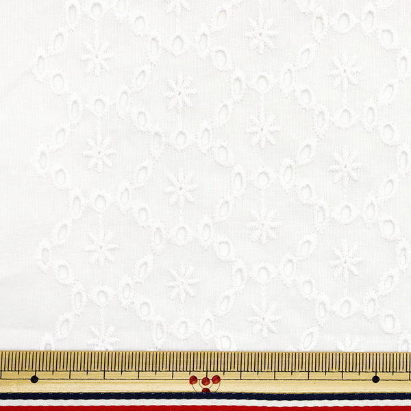 [Quantity starting from 5] Fabric "Cotton All Over Lace Off-White RAM-LACE-23"