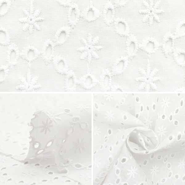 [Quantity starting from 5] Fabric "Cotton All Over Lace Off-White RAM-LACE-23"
