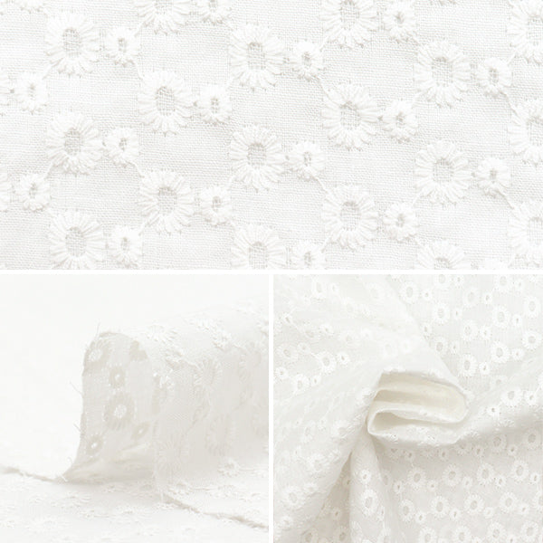 [Quantity starting from 5] Fabric "Cotton All Over Lace Off-White RAM-LACE-24"