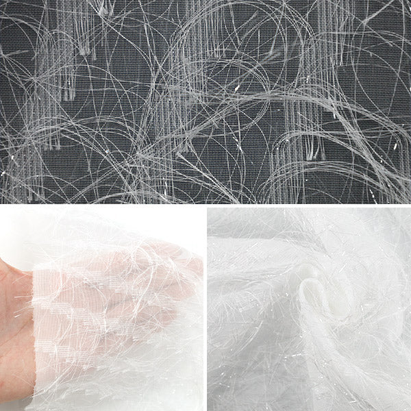 [Quantity starting from 5] Fabric "cutJacquard Glitter White CJAC-LAM-WH"