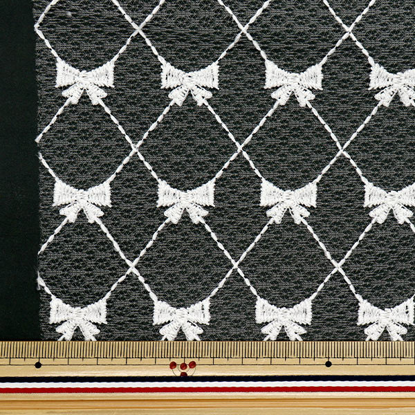 生地 『レースリボン トレンドファブリック カットクロス 約127cm×50cm ホワイト TF-71C-W』 KIYOHARA 清原