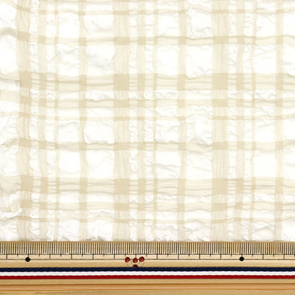 生地 『トレンドファブリック エンボスタータンチェック カットクロス 約110cm×50cm オフホワイト TF-75C-OW』 KIYOHARA 清原