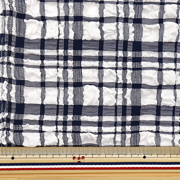 生地 『トレンドファブリック エンボスタータンチェック カットクロス 約110cm×50cm ネイビー TF-75C-NV』 KIYOHARA 清原