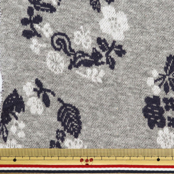[Quantity starting from 5] Fabric "knitJacquard Botanical Leaf Gray YGA-71040-1A" KOKKA