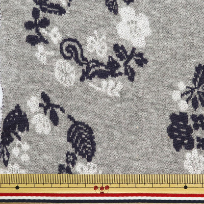 [Quantity starting from 5] Fabric "knitJacquard Botanical Leaf Gray YGA-71040-1A" KOKKA