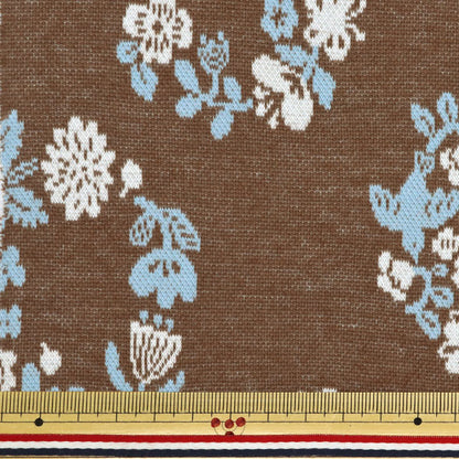 [Quantity starting from 5] Fabric "knitJacquard Botanical Leaf Brown YGA-71040-1C" KOKKA