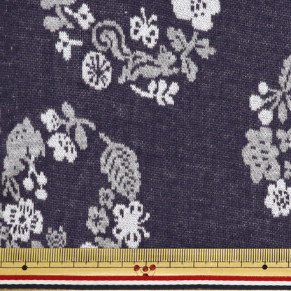 [Quantity starting from 5] Fabric "knitJacquard Botanical Leaf Navy YGA-71040-1D" KOKKA