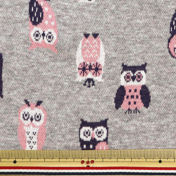 [Quantity starting from 5] Fabric "knitJacquard Owl Grey YGA-71040-2A" KOKKA