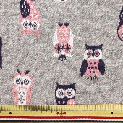 [Quantity starting from 5] Fabric "knitJacquard Owl Grey YGA-71040-2A" KOKKA