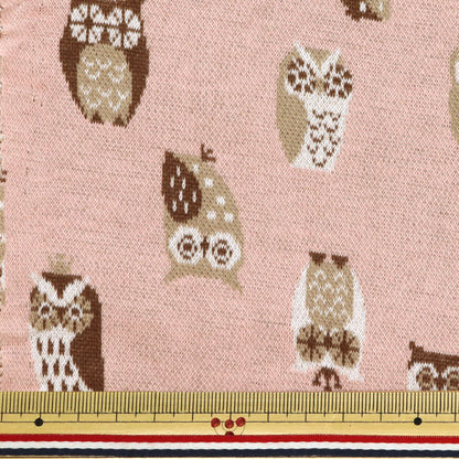 [Quantity starting from 5] Fabric "knitJacquard Owl Pink YGA-71040-2B" KOKKA