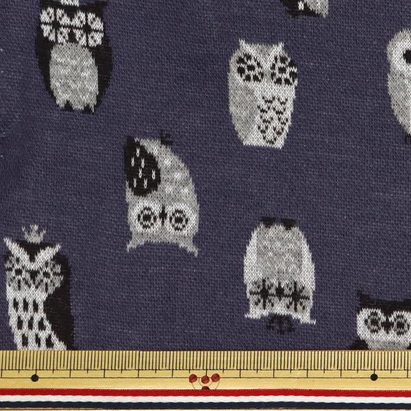 [Quantity starting from 5] Fabric "knitJacquard Owl Navy YGA-71040-2D" KOKKA