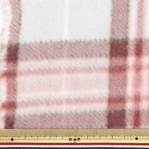 [From quantity 5] Fabric "Double-sided brushed free sprint / antipering check soft pink ka24-2k-spk"