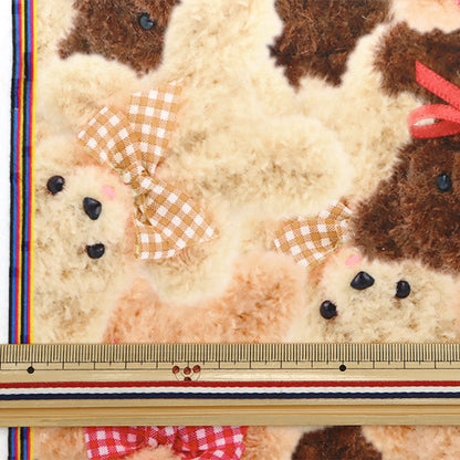[From quantity 5] Fabric "Classical Modern Bo Aprint Bear CheckRibbon Beige CMOF-76-BE" KIYOHARA