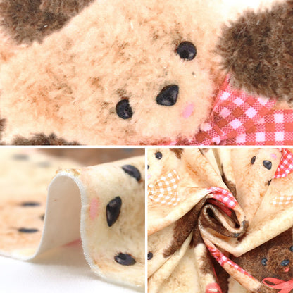 [From quantity 5] Fabric "Classical Modern Bo Aprint Bear CheckRibbon Beige CMOF-76-BE" KIYOHARA