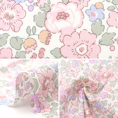 [From quantity 5] Fabric "Liberty Liberty Print LibertyTana lawn Betzi 85%reduction Pink purple 3332019S-J22N" 【Yuzawayaoriginal】