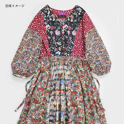 Dressmaking kit "Pattern Label x Maiando Made With Liberty Fabric Panel Switching One Piece Kit Black Red Liberty Japan