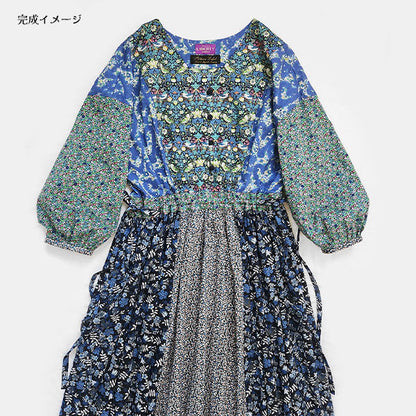 Dressmaking kit "Pattern Label x Maiando Made With Liberty Fabric Panel Switching One Piece Kit Blue Green Liberty Japan