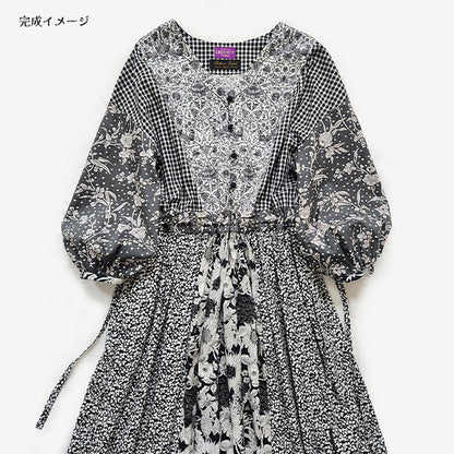 Dressmaking kit "Pattern Label x Maiando Made With Liberty Fabric Panel Switching One Piece Kit Black White Liberty Japan