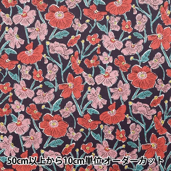 [数量从5开始] 织物 “自由织物 灯芯绒 Louise Poppies 1225215-J25A" Liberty Japan