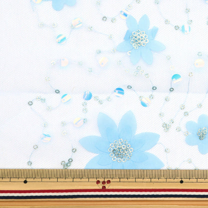 [Quantity starting from 5] Fabric "Sequin Tulle Minamo Blue SPTULH-WAFLBL"