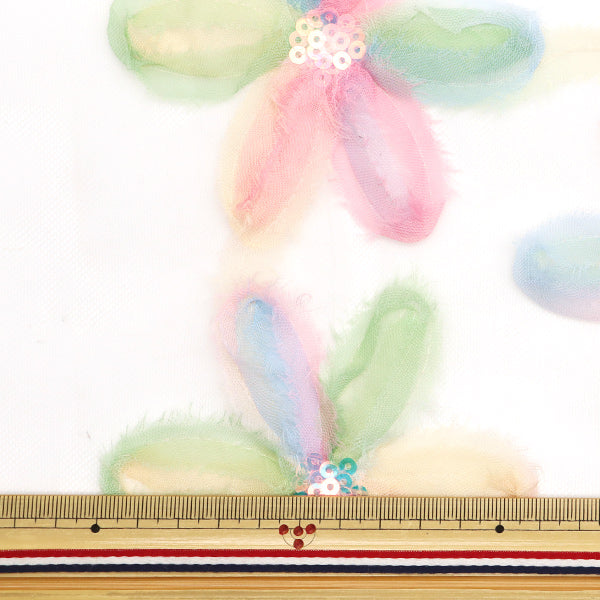 [Quantity starting from 5] Fabric "Sequin Tulle" RibbonFlower Pink SPTULH-RIFLPK"