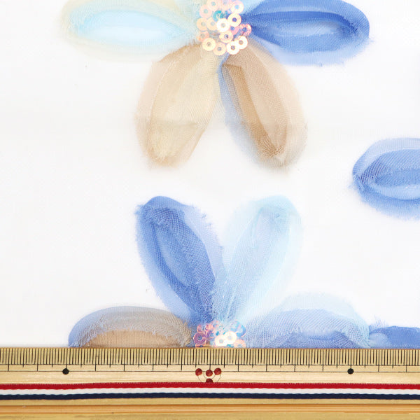 [Quantity starting from 5] Fabric "Sequin Tulle" RibbonFlower Blue SPTULH-RIFLBL"