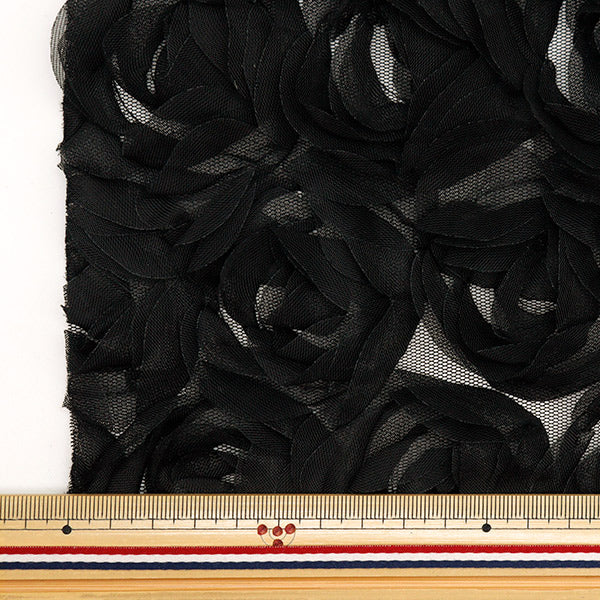 [Quantity starting from 5] Fabric "Rose Tulle Black ROSETULH-4BK"