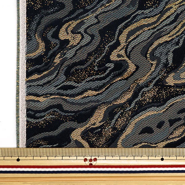 [From quantity 5] Fabric 『Gold Brocade Kotobuki 4 Black 11-564-1]