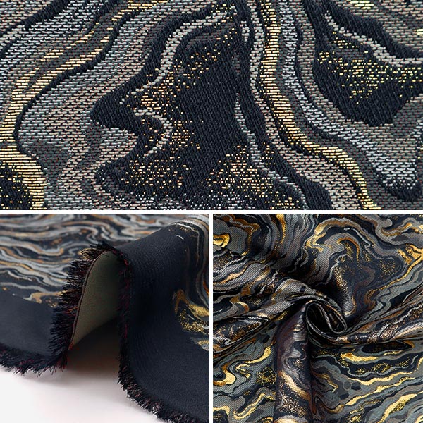 [From quantity 5] Fabric 『Gold Brocade Kotobuki 4 Black 11-564-1]